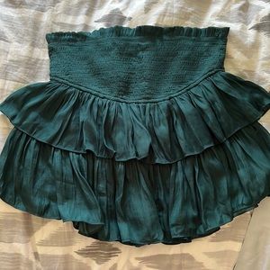 NWOT, Mustard Seed ruffle mini skort, size medium, emerald green color